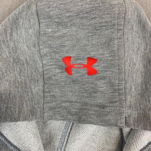 Under Armour Mens Sweater Medium Gray Hoodie Long Sleeve Canada Flag Big Logo - Picture 4 of 9